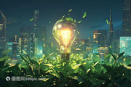 點(diǎn)亮未來(lái) 綠色能源燈泡插畫(huà)中的環(huán)?？萍贾? />
</span>
<span id=